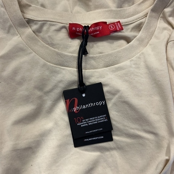 n:philanthropy Womens Front Tie Knot T-Shirt Beige Small - Picture 4 of 4